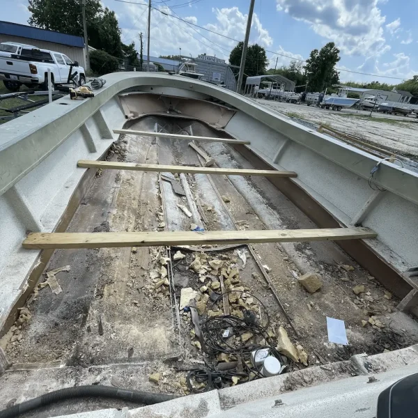 21-foot Parker boat deck removal