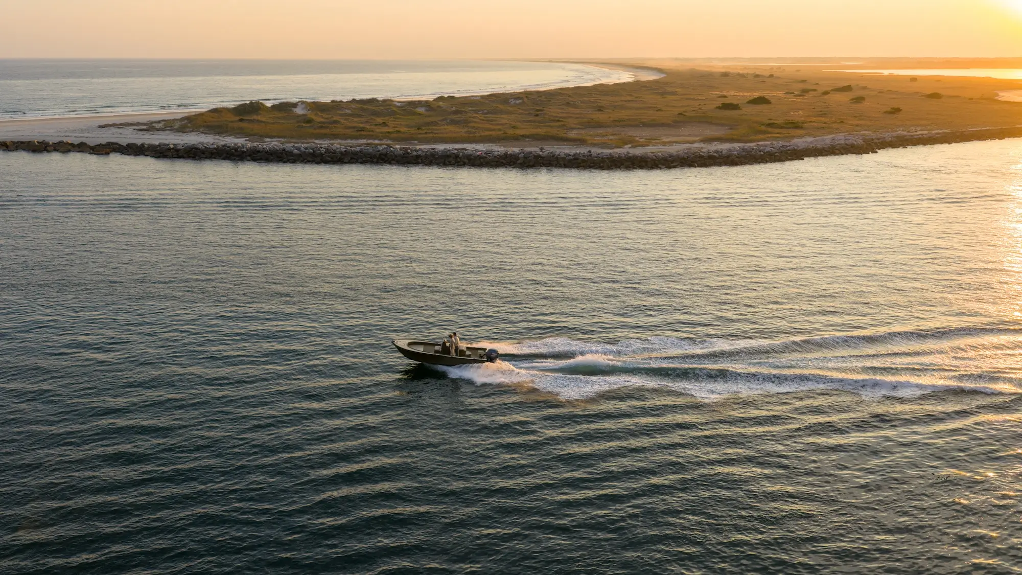 Aerial view of custom 21-foot Parker